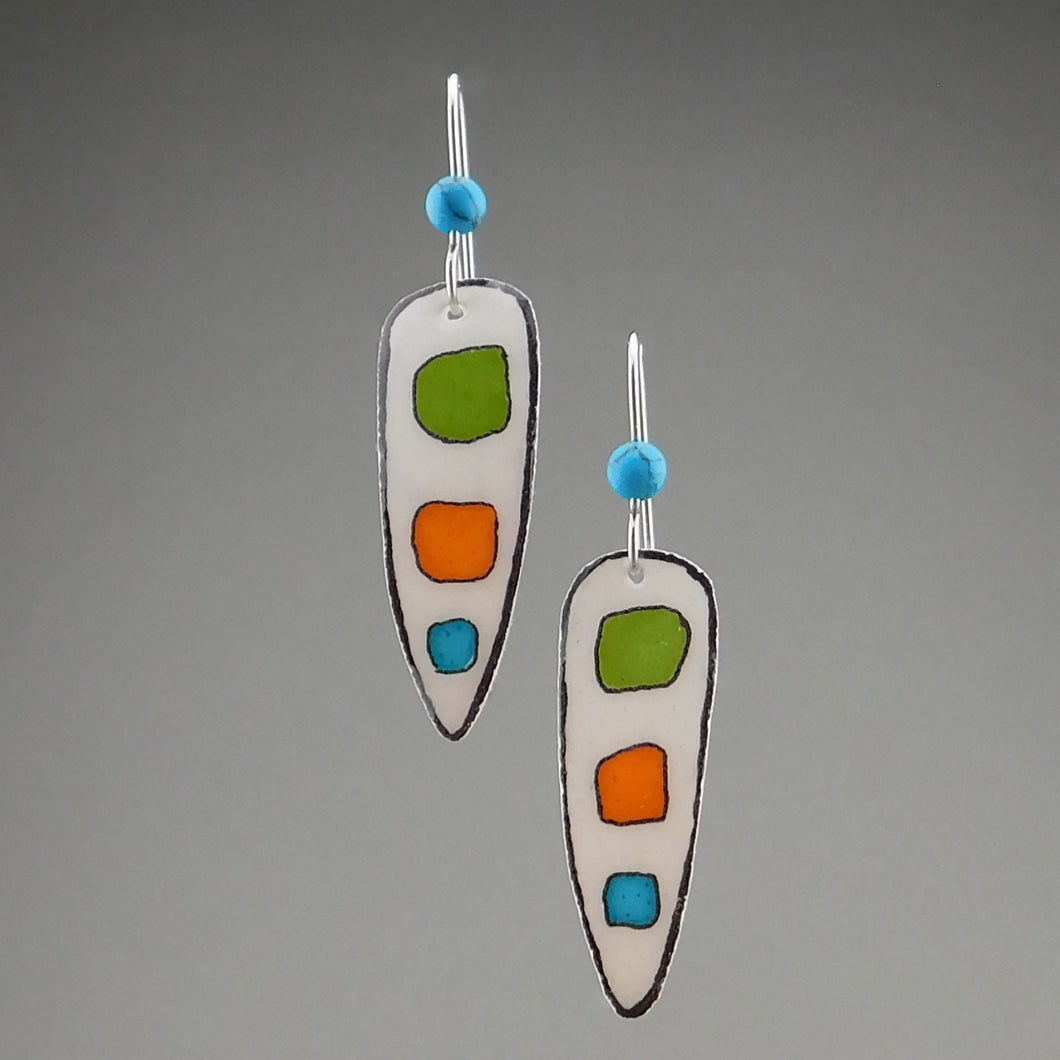 Orange Goose Egg Shell Jewelry - Block Shield Earrings