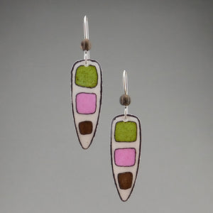 Pink Goose Egg Shell Jewelry - Block Shield Earrings