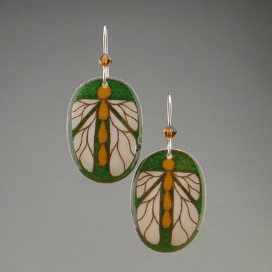 Green Goose Egg Shell Jewelry - Bug Earrings - Large