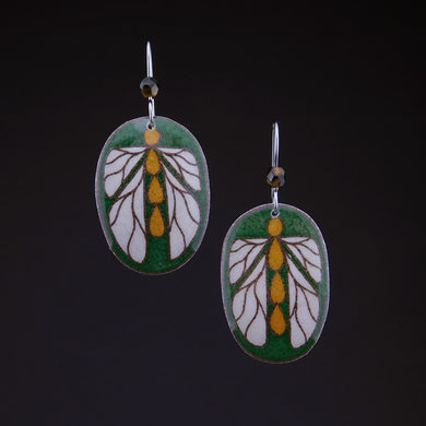 Green Goose Egg Shell Jewelry - Bug Earrings - Large