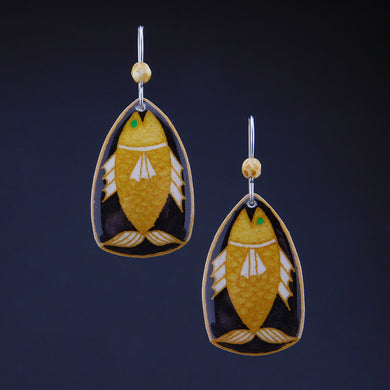Black Goose Egg Shell Jewelry - Happy Fish Earrings