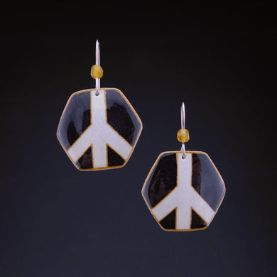 Black Goose Egg Shell Jewelry - Hex Peace Earrings