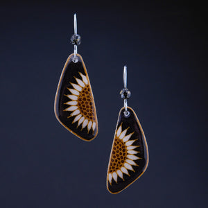 Black Goose Egg Shell Jewelry - Sunflower Earrings