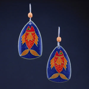 Blue Goose Egg Shell Jewelry - Happy Fish Earrings