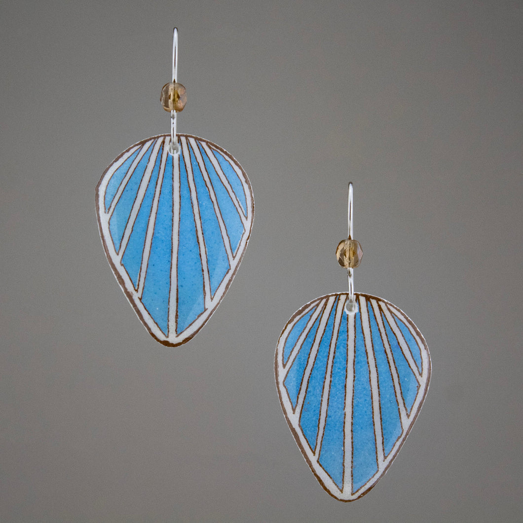 Blue Goose Egg Shell Jewelry - Ice Raydrop Earrings - Large