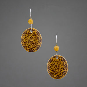 Brown Goose Egg Shell Jewelry - Lace Flower Earrings