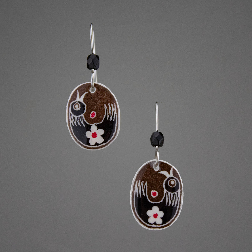 Brown Goose Egg Shell Jewelry - Native Bird Earrings - Small