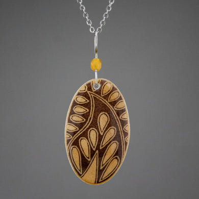 Brown Goose Egg Shell Jewelry - Paisley Pendant