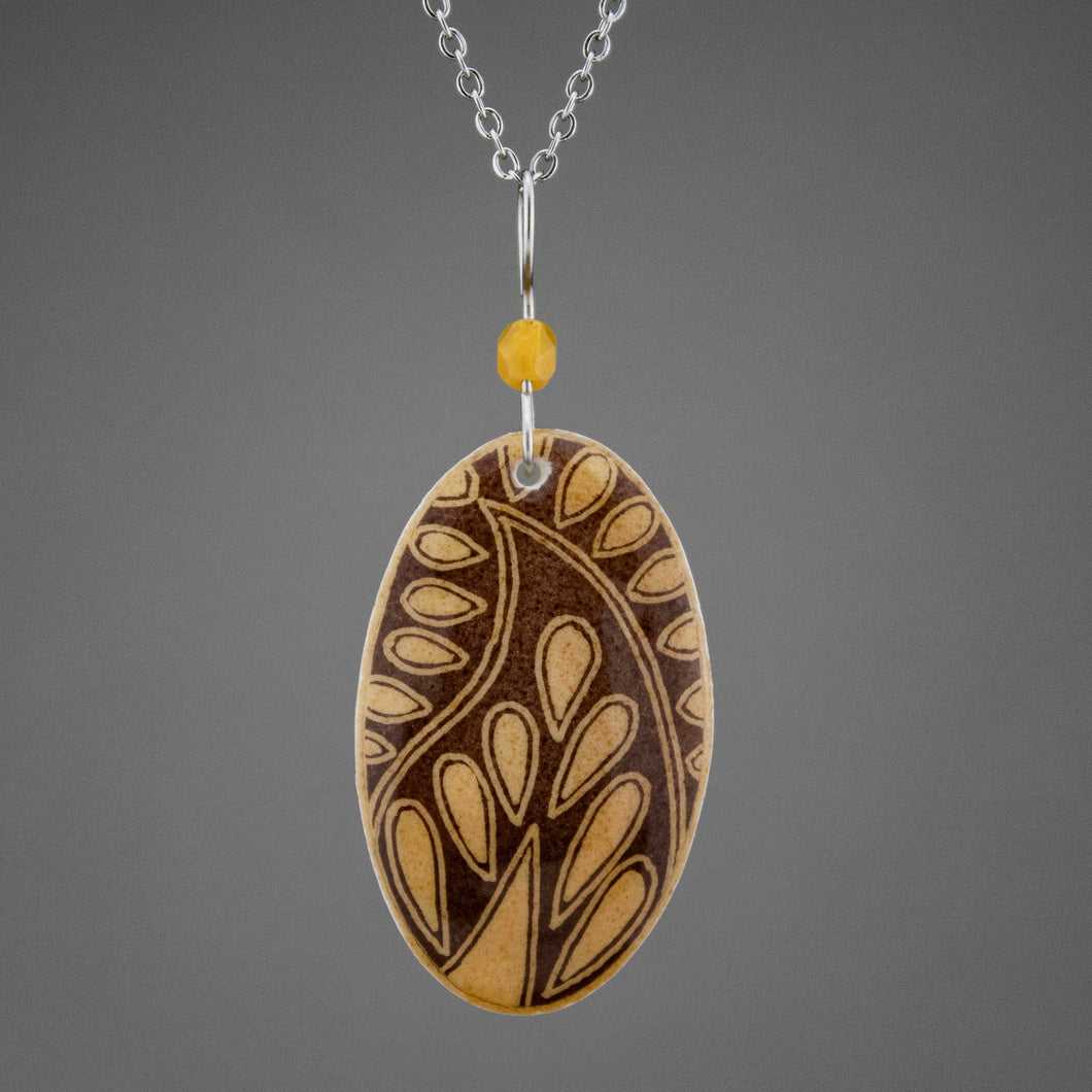 Brown Goose Egg Shell Jewelry - Paisley Pendant
