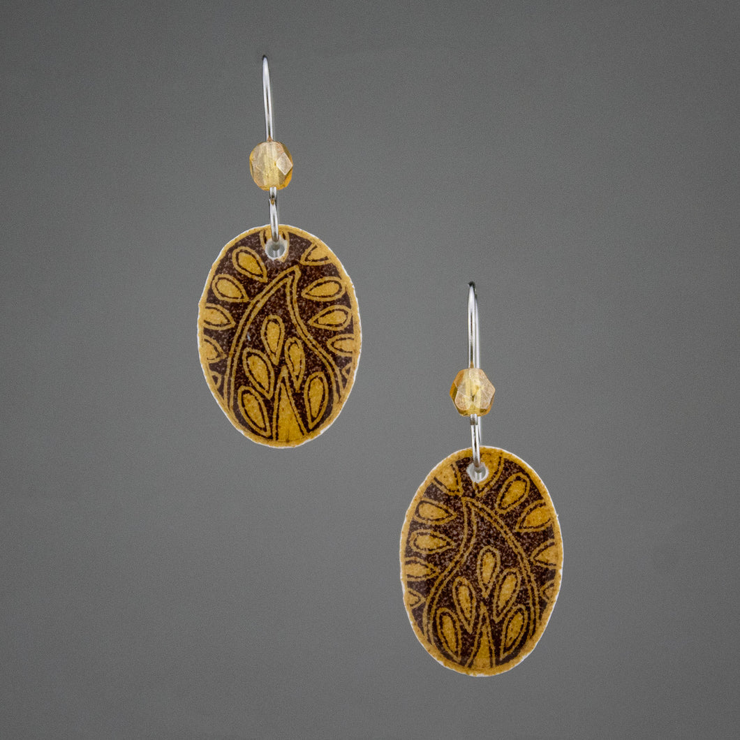 Brown Goose Egg Shell Jewelry - Paisley Earrings - Small
