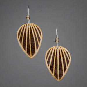 Brown Goose Egg Shell Jewelry - Raydrop Earrings - Large
