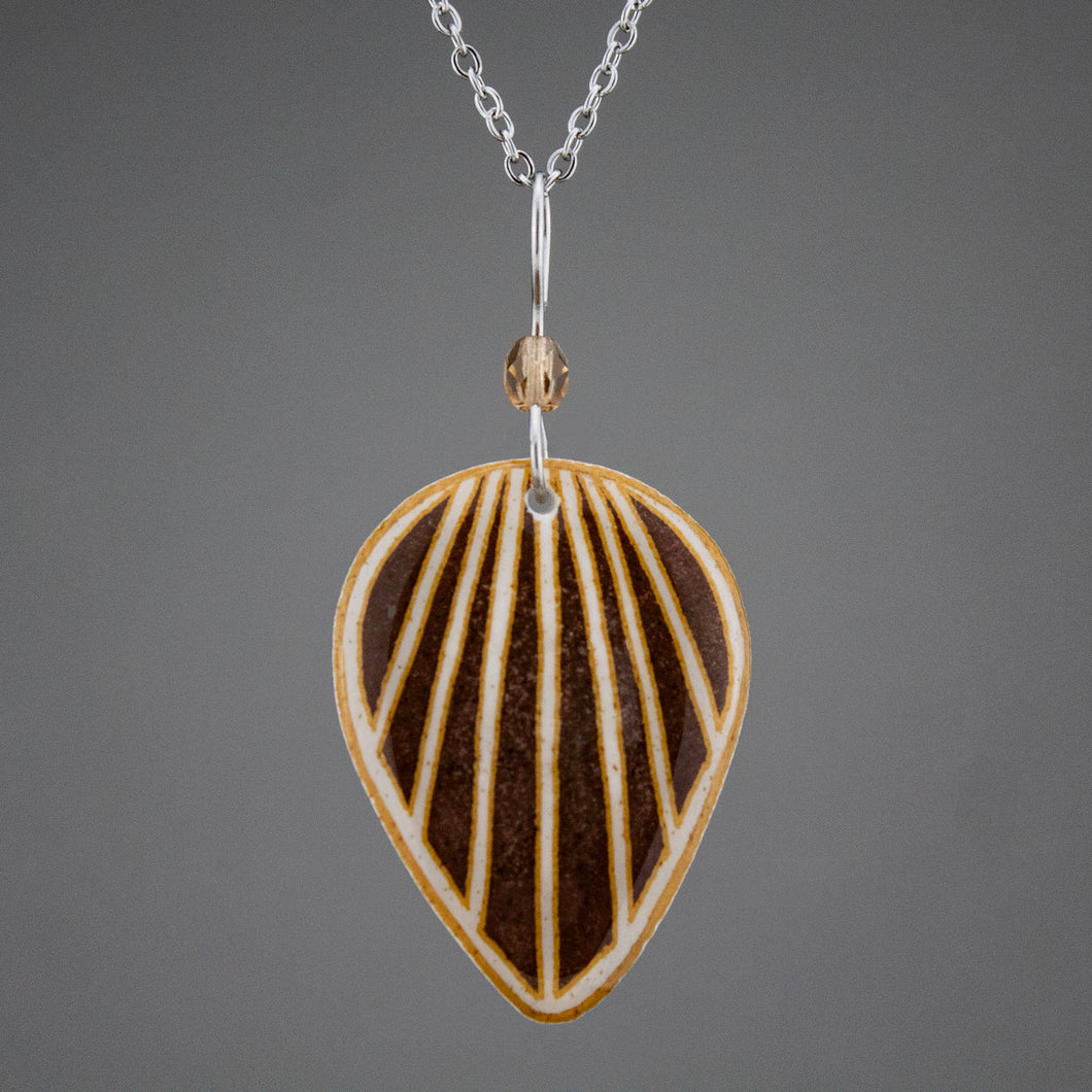 Brown Goose Egg Shell Jewelry - Raydrop Pendant