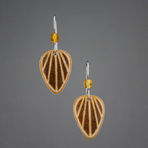 Brown Goose Egg Shell Jewelry - Raydrop Earrings - Small