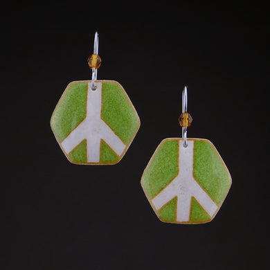 Green Goose Egg Shell Jewelry - Lime Hex Peace Earrings