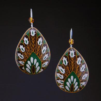 Green Goose Egg Shell Jewelry - Peacock Earrings
