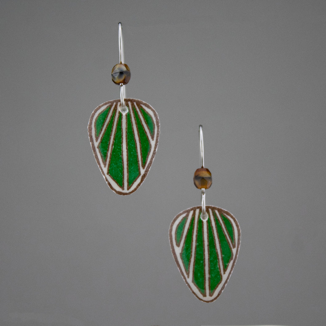 Green Goose Egg Shell Jewelry - Raydrop Earrings - Small