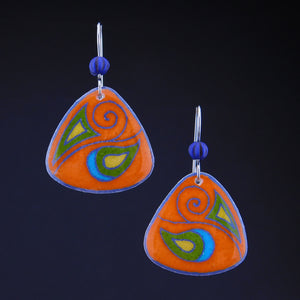 Orange Goose Egg Shell Jewelry - Brilliant Swirl Earrings