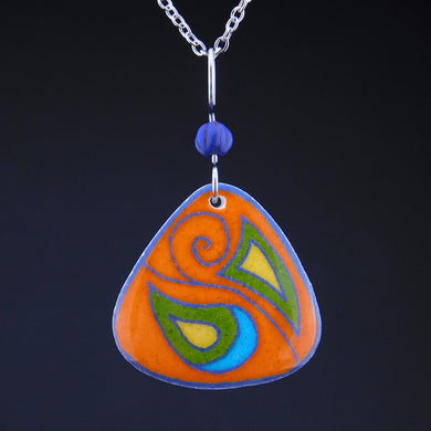 Orange Goose Egg Shell Jewelry - Brilliant Swirl Pendant