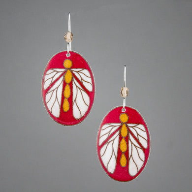 Red Goose Egg Shell Jewelry - Bug Earrings - Big