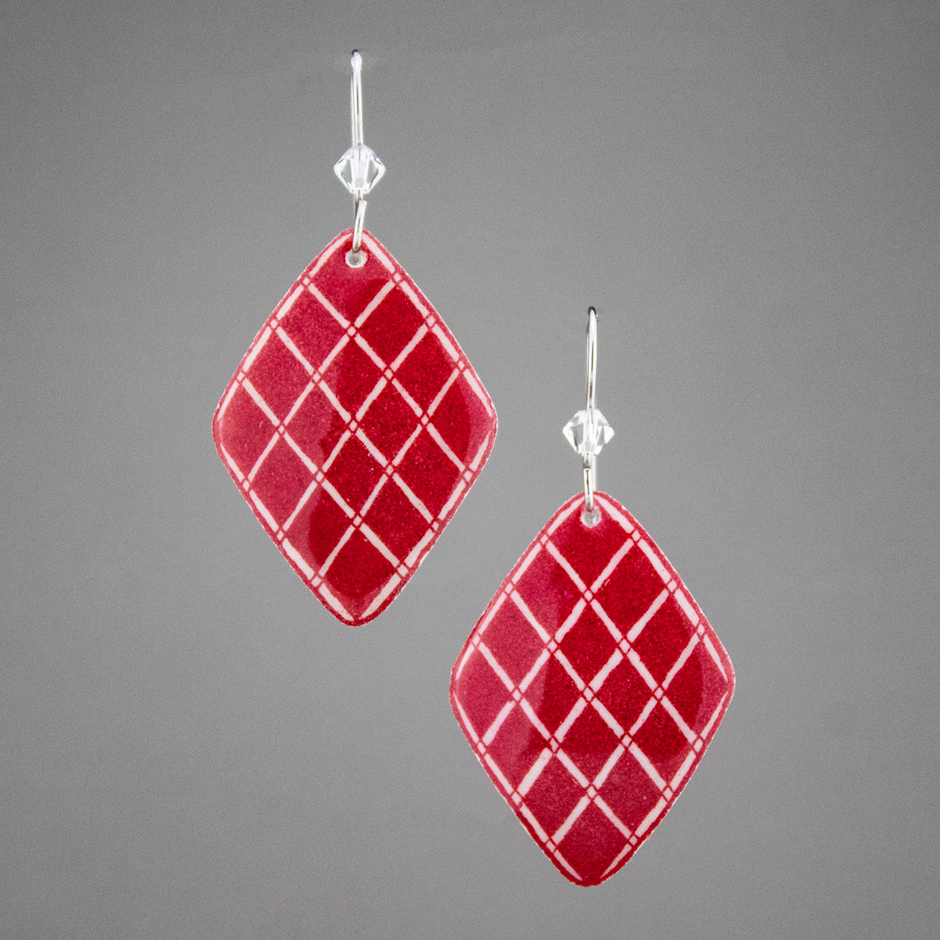 Red Goose Egg Shell Jewelry - Checkerboard Earrings