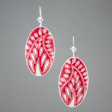 Red Goose Egg Shell Jewelry - Paisley Earrings - Large