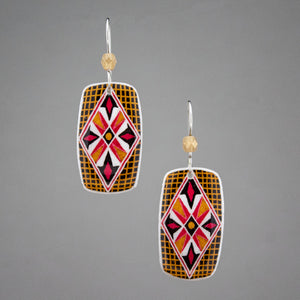 Red Goose Egg Shell Jewelry - Rectangle Star Earrings