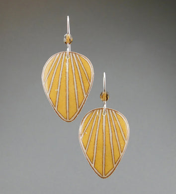 Yellow Goose Egg Shell Jewelry - Raydrop Earrings - Large