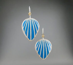 Blue Goose Egg Shell Jewelry - Raydrop Earrings - Large