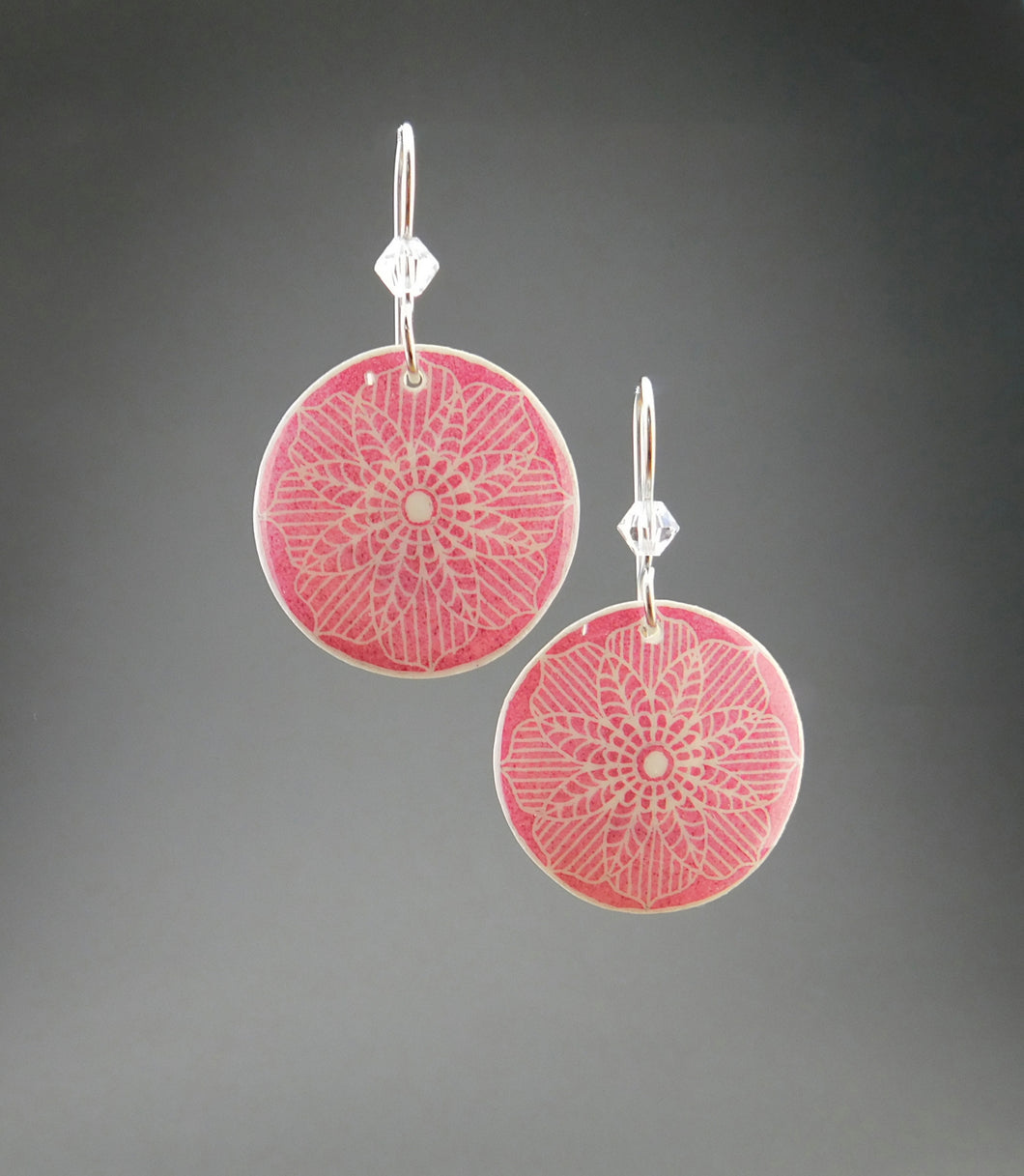 Pink Goose Egg Shell Jewelry - Lace Earrings