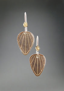 Grey Goose Egg Shell Jewelry - Raydrop Earrings - Small