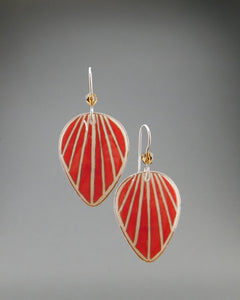 Red Goose Egg Shell Jewelry - Raydrop - Large Earrings