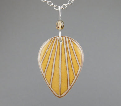 Yellow Goose Egg Shell Jewelry - Raydrop Pendant
