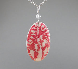 Pink Goose Egg Shell Jewelry - Paisley Pendant