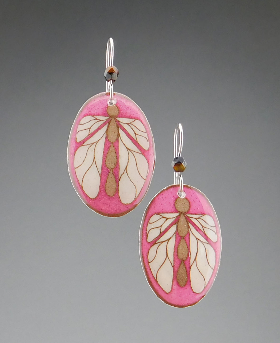 Pink Goose Egg Shell Jewelry - Bug Earrings - Large