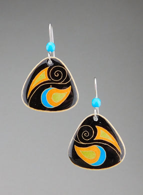 Black Goose Egg Shell Jewelry - Brilliant Swirl Earrings