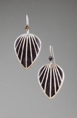 Black Goose Egg Shell Jewelry - Raydrop Earrings - Large