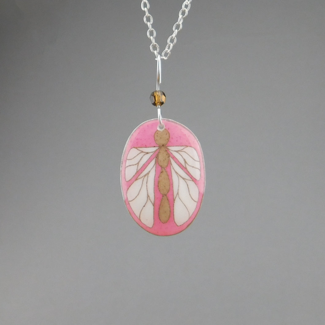 Pink Goose Egg Shell Jewelry - Bug Pendant