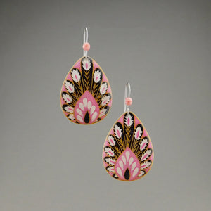 Pink Goose Egg Shell Jewelry - Peacock Earrings