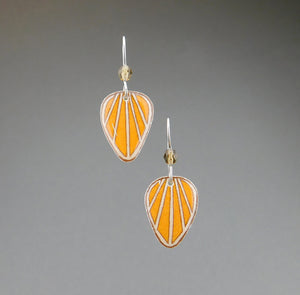 Orange Goose Egg Shell Jewelry - Raydrop Earrings - Small