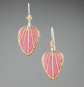 Pink Goose Egg Shell Jewelry - Raydrop Earrings - Small