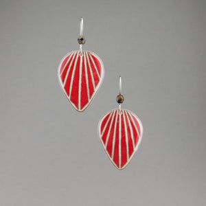 Red Goose Egg Shell Jewelry - Raydrop Earrings - Large