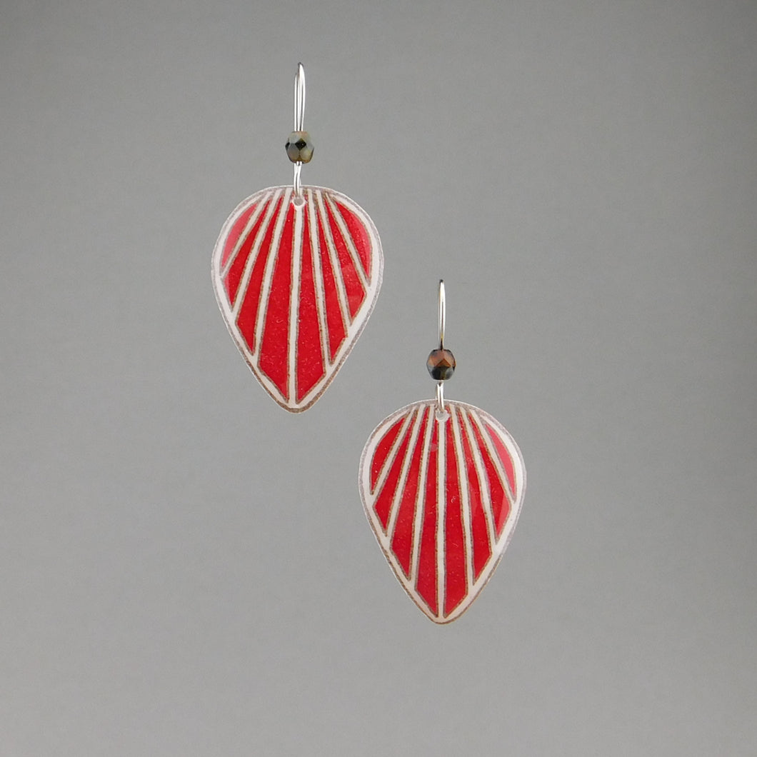 Red Goose Egg Shell Jewelry - Raydrop Earrings - Large