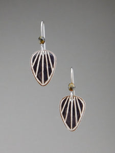 Black Goose Egg Shell Jewelry - Raydrop  Earrings - Small