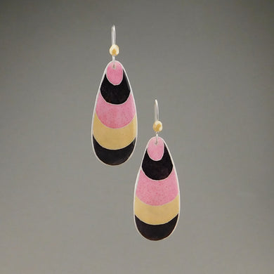 Yellow Goose Egg Shell Jewelry - Pink Groovy Stripes